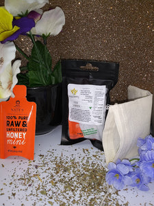 Have you been feeling under the weather and just need that right drink to sooth the throat, and remove the chills. Or maybe you want to warm your body and get rid of toxins, bacteria. Well Enjoy our small Cold Goddess Tea. it comes with 1 Tea Bag and 1 Honey bag. Don't fret about having a one time use. Our tea bags can be used more than once. So enjoy until the flavor is not to your liking. 