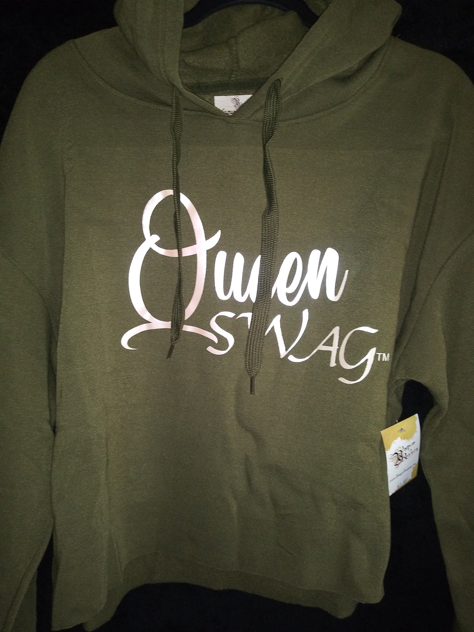 Queen Swag Green / Peach Crop Hoodie